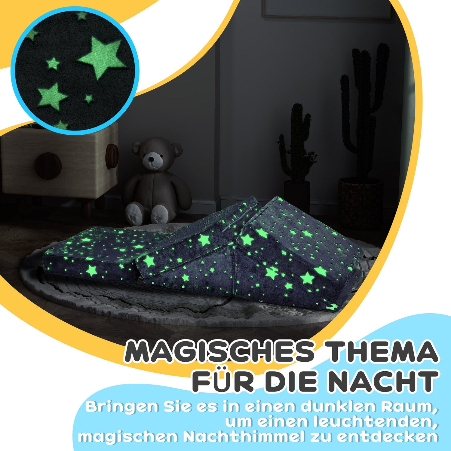 Barnsoffa i skum med liggande, Glow Velvet, Grå, 5-delad