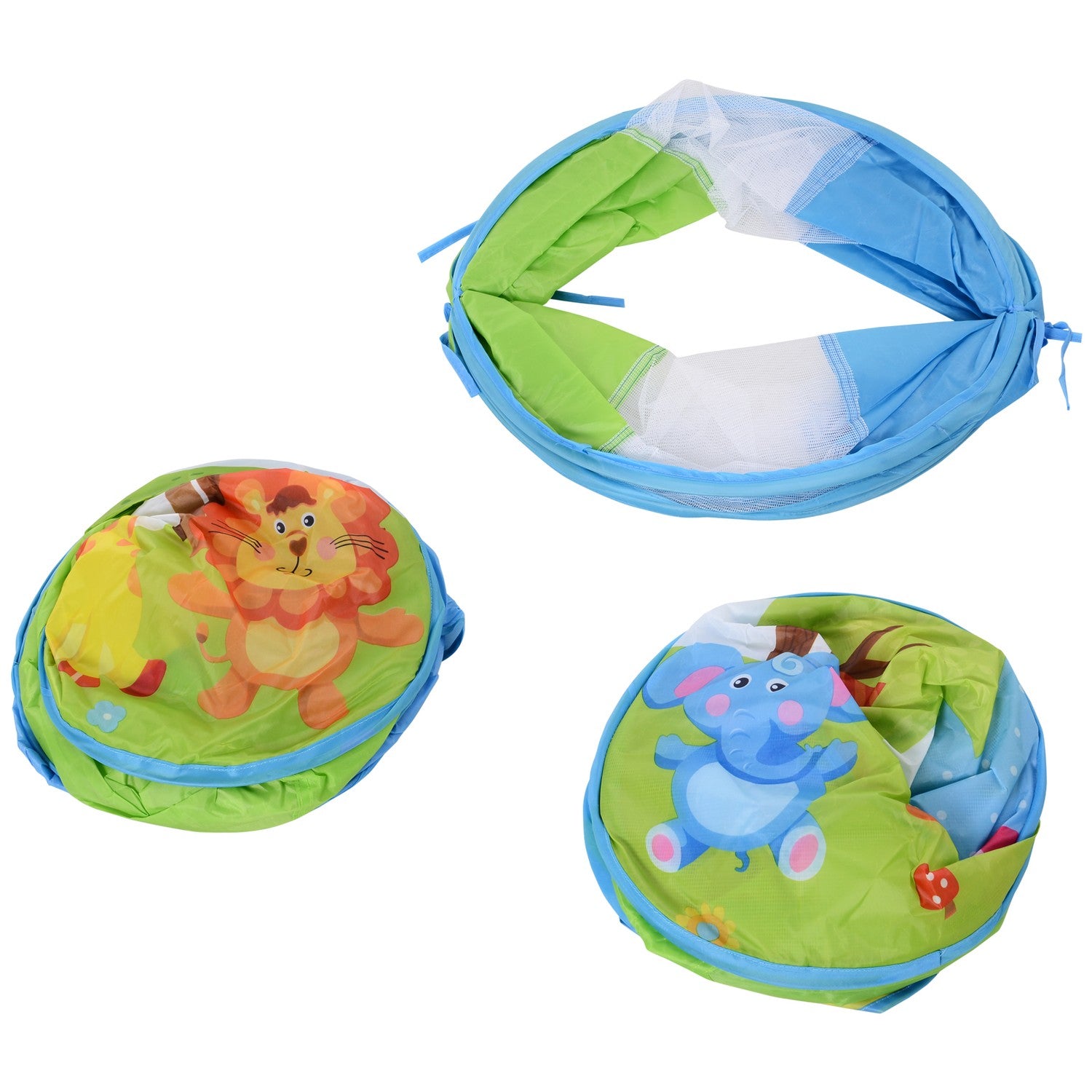 Lektält för barn med 3-delad vikbar tunnel, polyestertyg