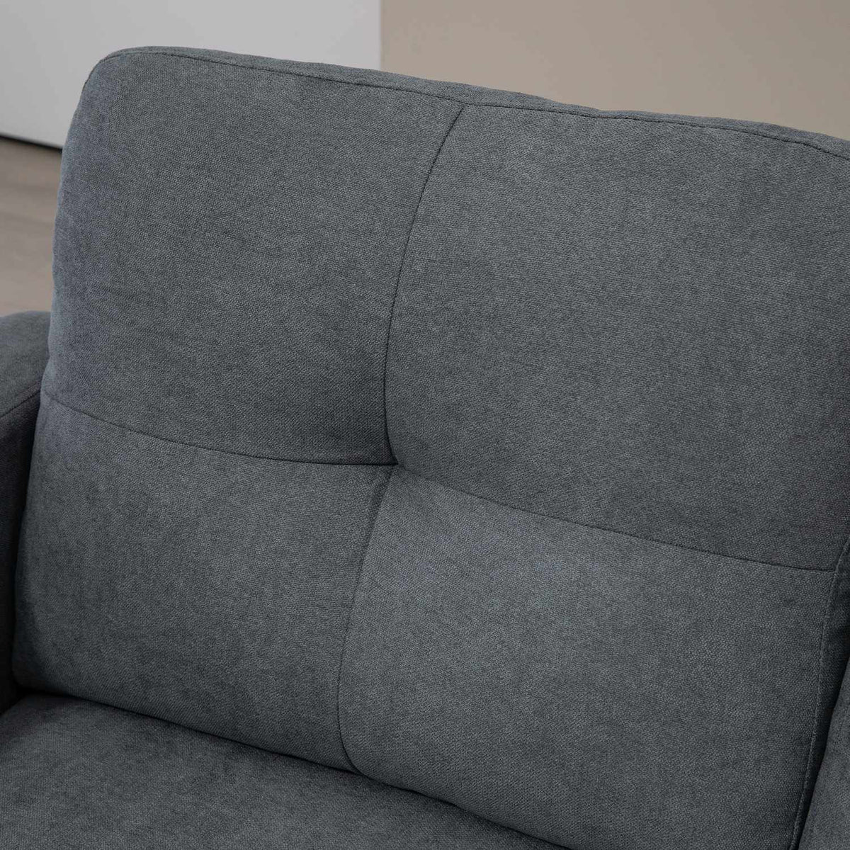 L-formet hjørnesofa med sjeselong som kan festes på hver side, polstret sofa, mørkegrå