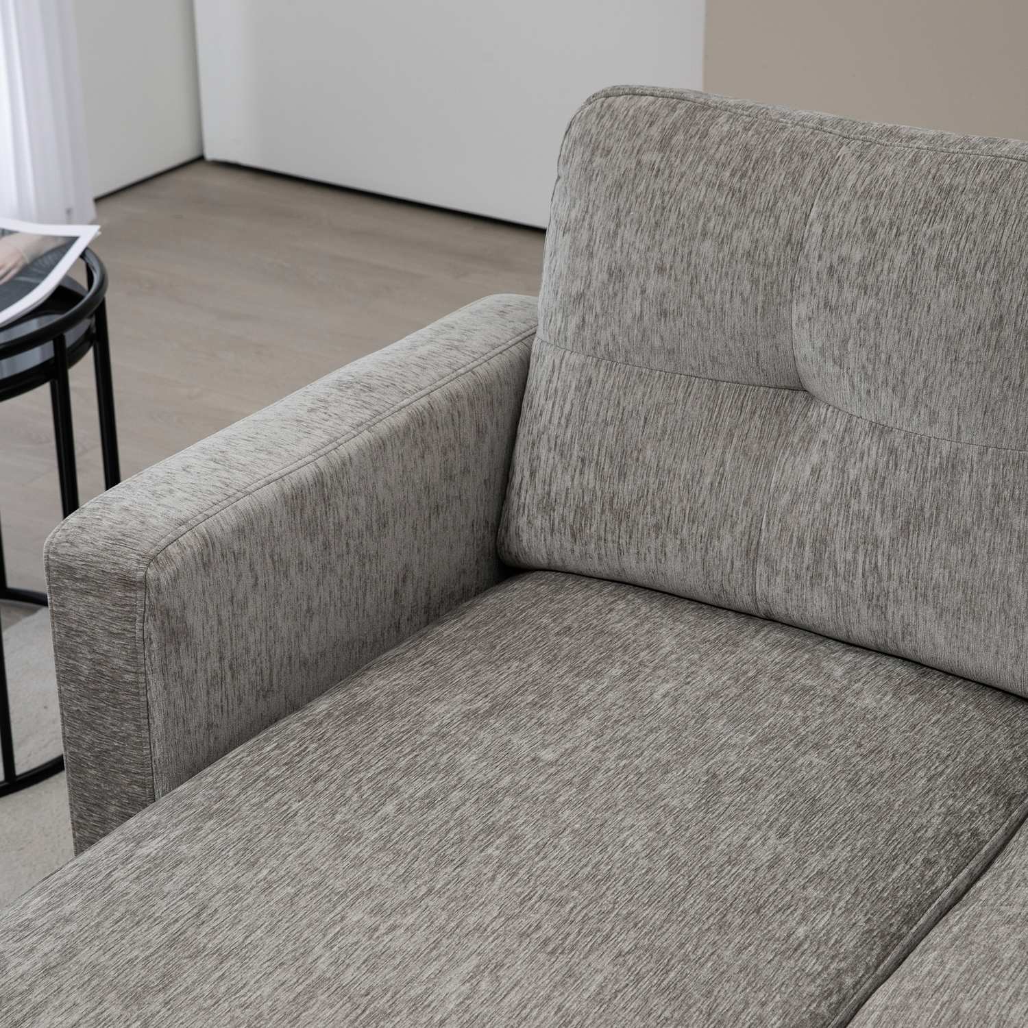 L-formad soffa, chenilletyg, brun, utrymmesbesparande design