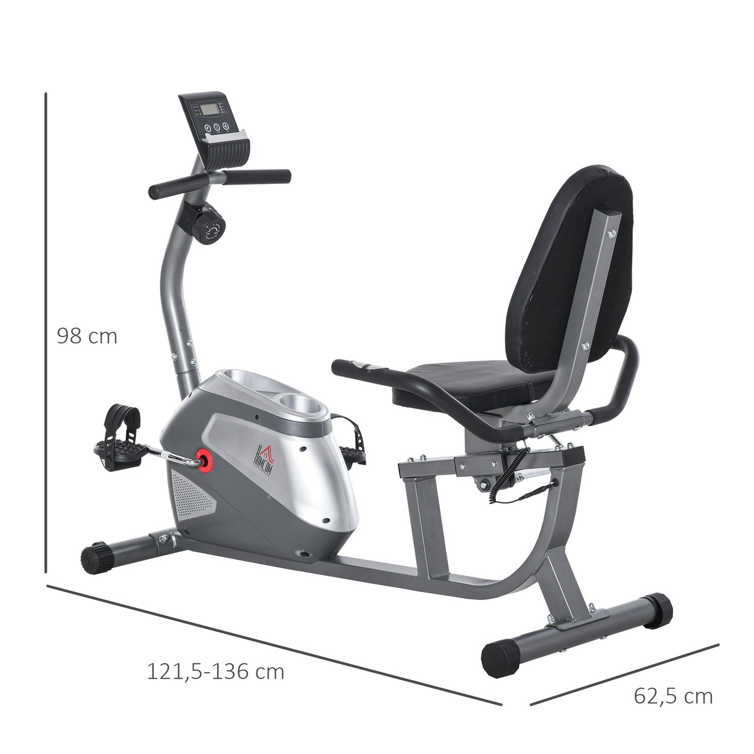 Liggande motionscykel, LCD-skärm, 8 motståndsnivåer