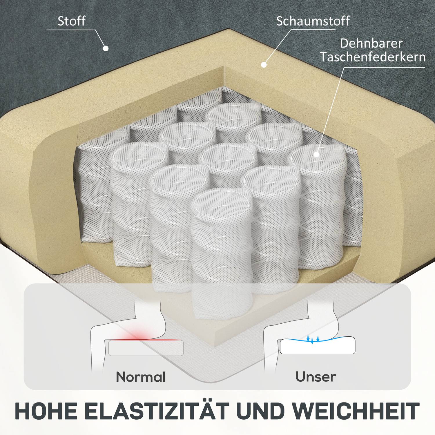 Liggande massagestol m/ värme & USB, mörkgrå