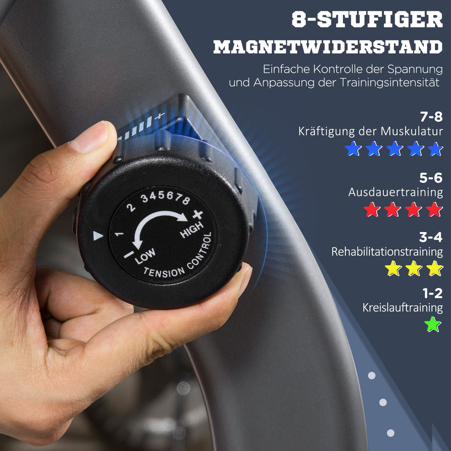 Liggande motionscykel – LCD, 8-nivå motstånd, 110 kg kapacitet