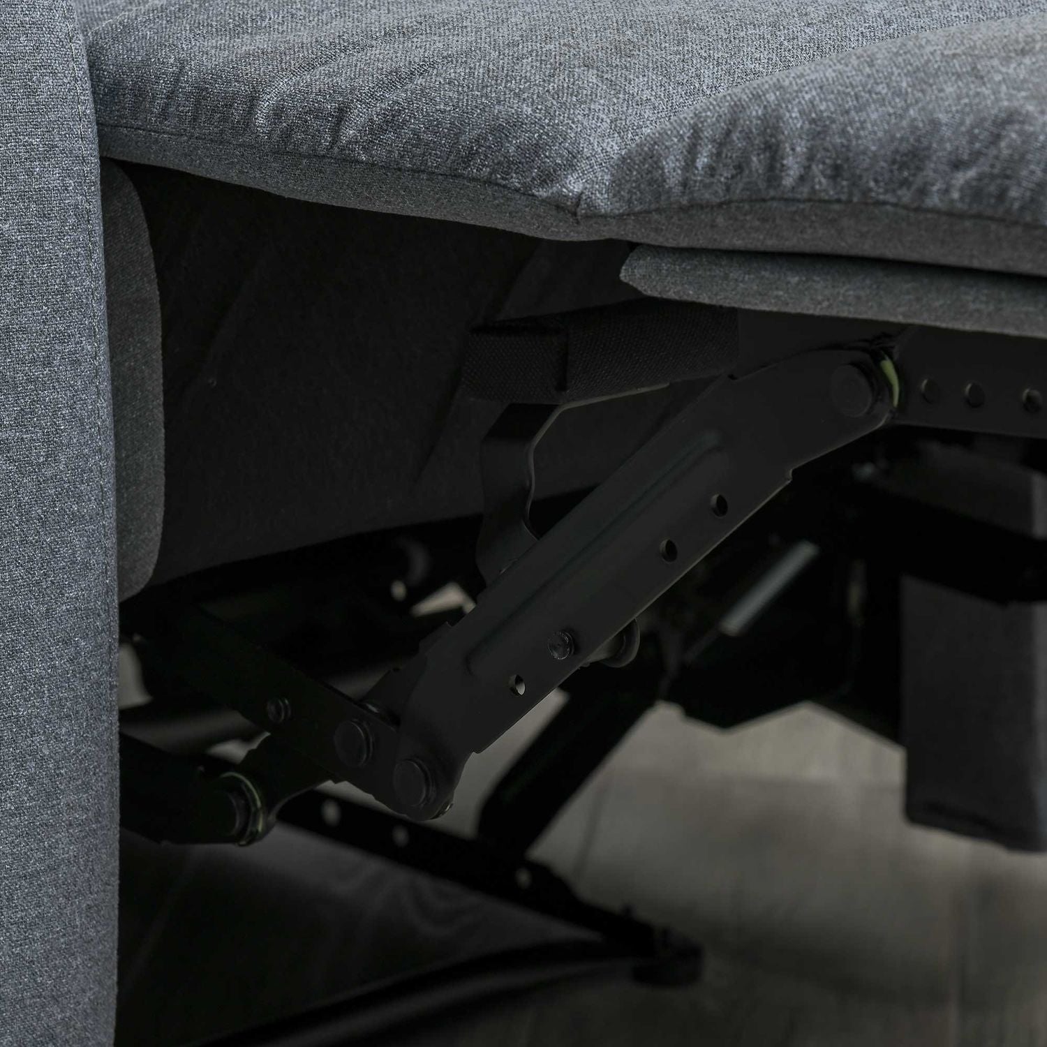 Liggfåtölj med sidoficka, grå linne-polyester