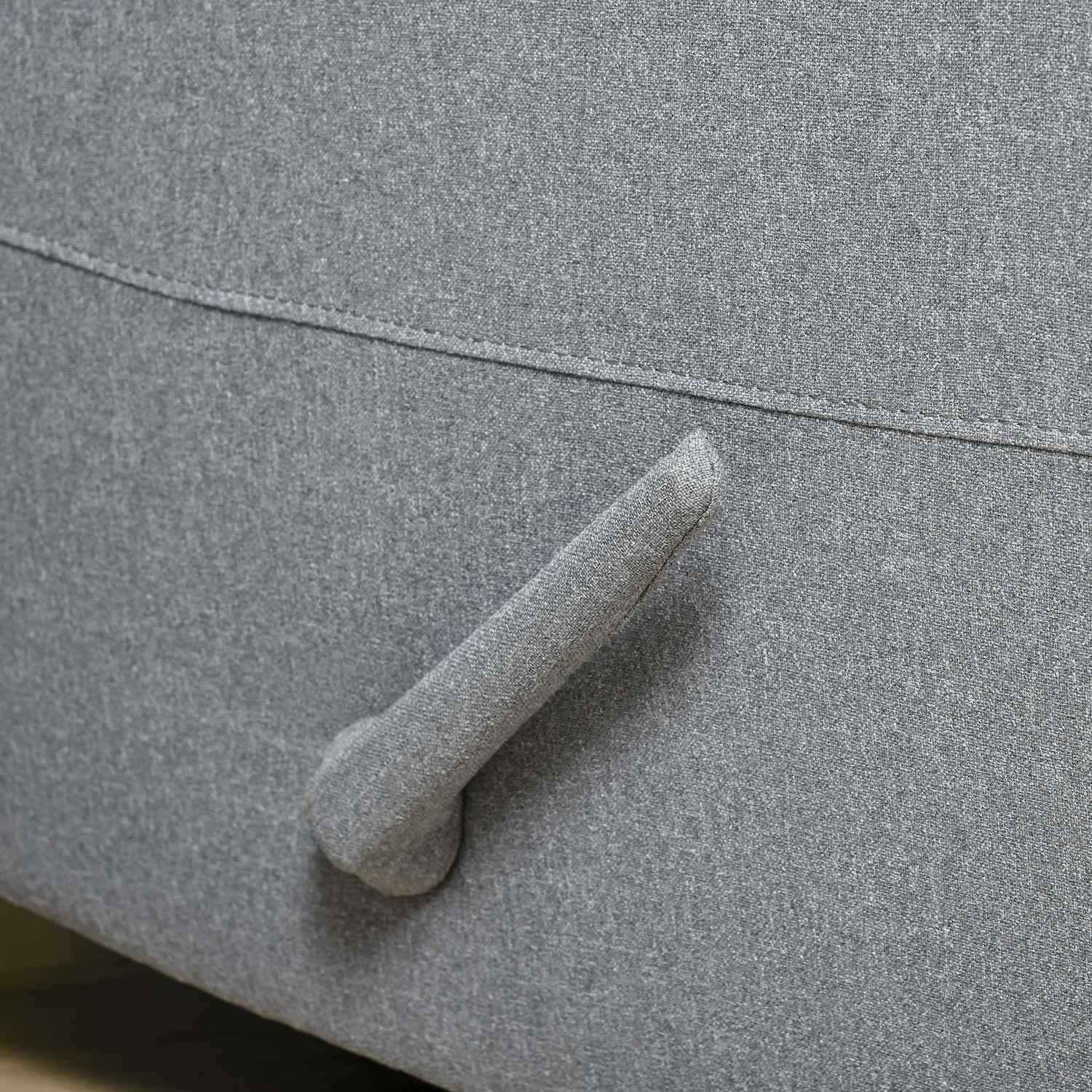 Liggfåtölj med sidoficka, grå linne-polyester