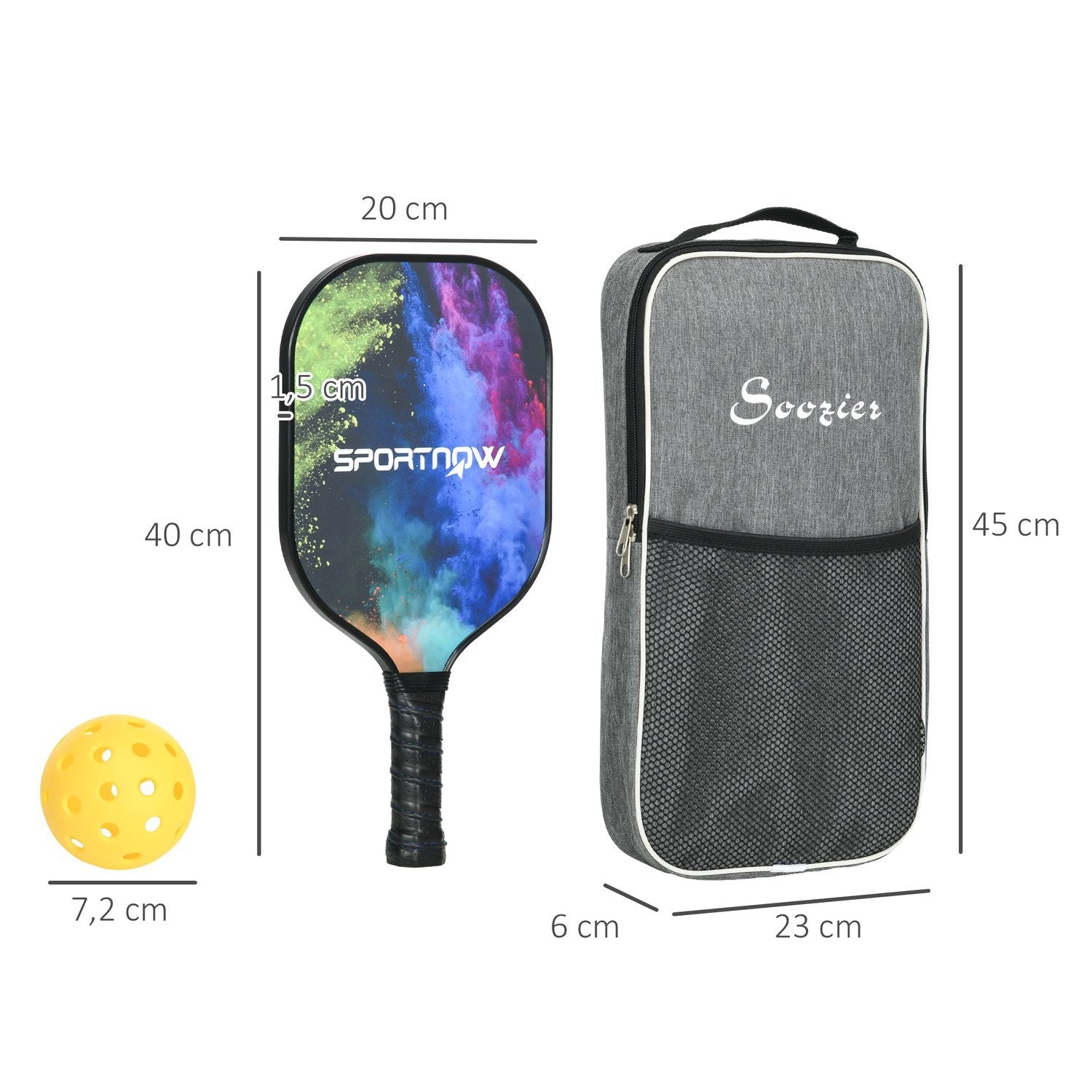 Pickleball Racket Set Glasfiber Paddle Set Med 2 Racketar, 4 Bollar, Bärväska, För Vuxna