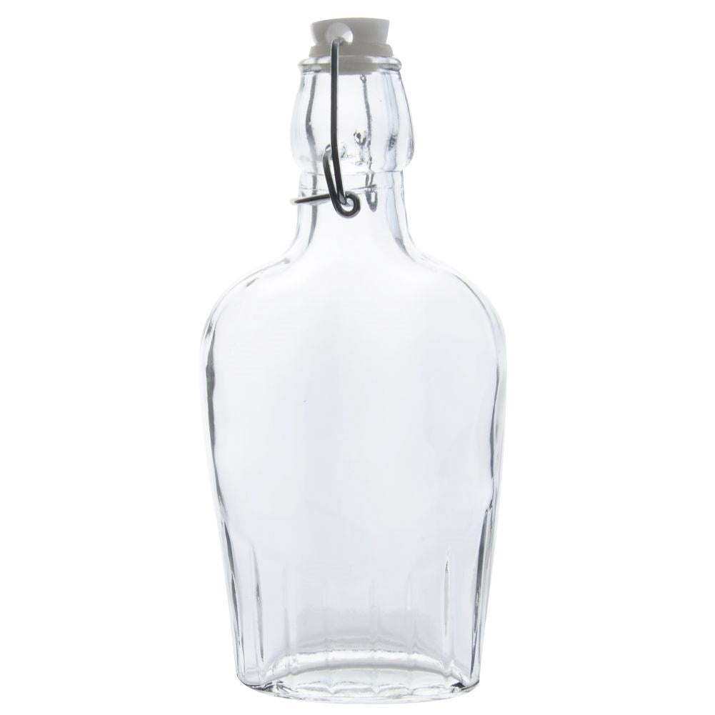 Liten glasflaska 180 ml med tät klämförslutning