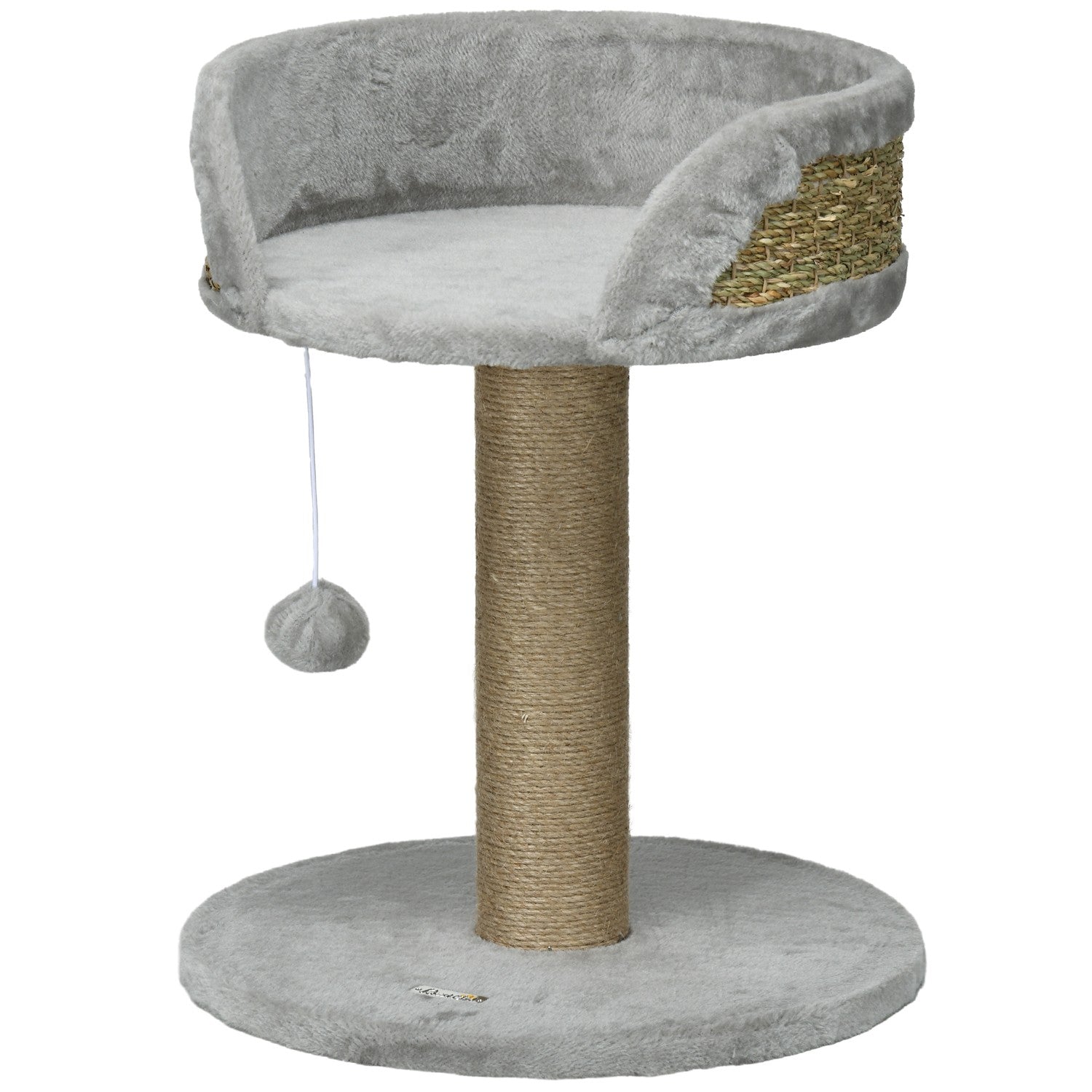 Kattskrapstolpe med lekboll och liggplats, grå