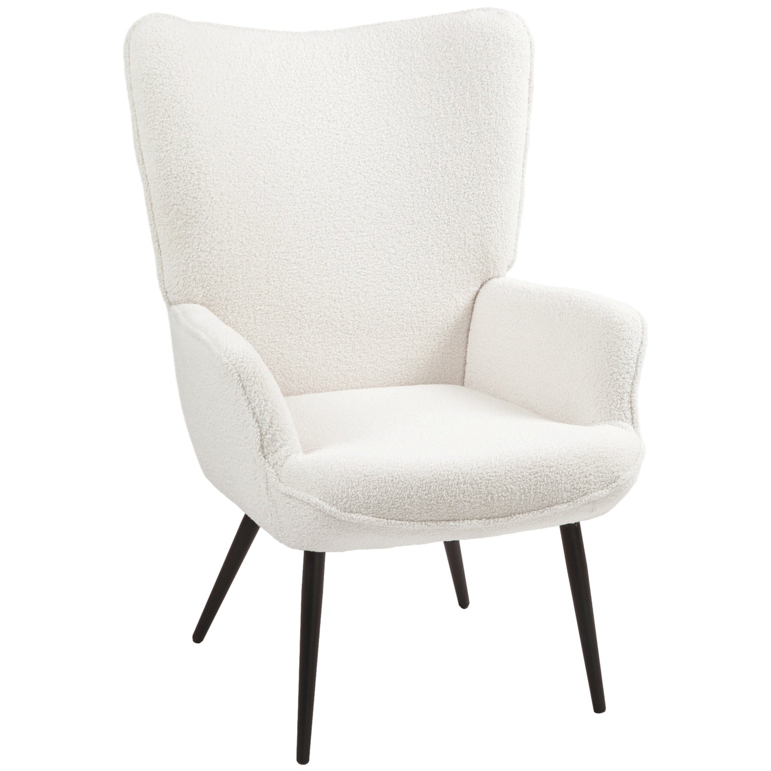 Lounge Wing Chair, Vadderad med armstöd, Creme White