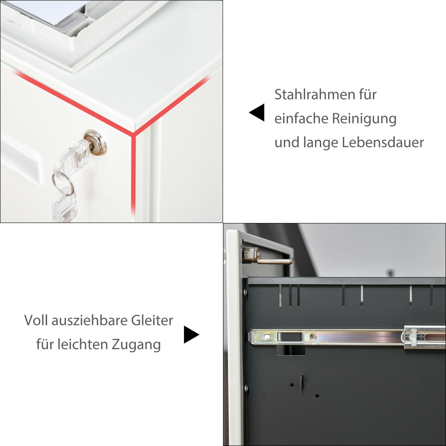 Låsbart stålarkivskåp på hjul, 2 lådor, A4