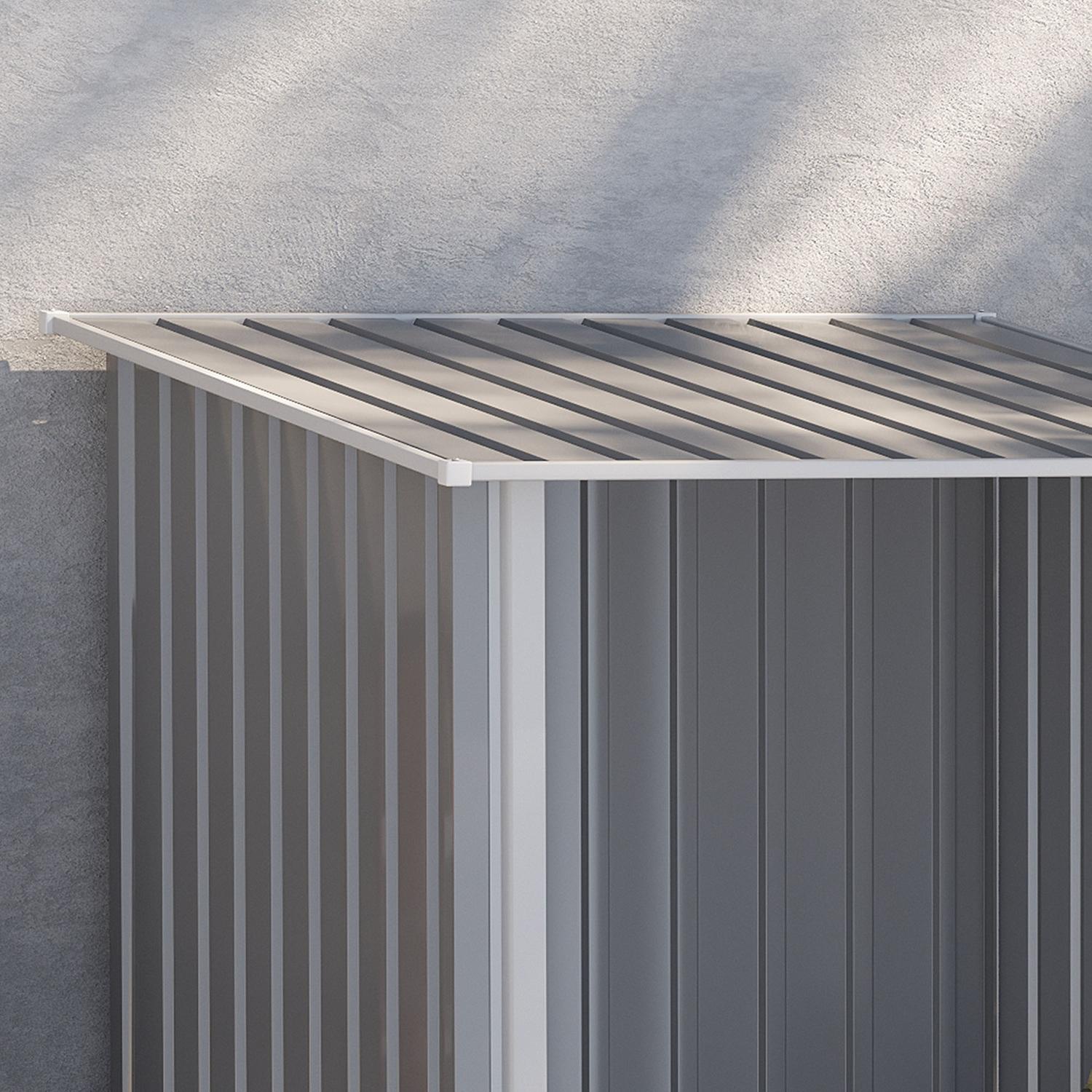 Låsbart trädgårdsskåp i stål, Pent tak, 0,92 m², Grå