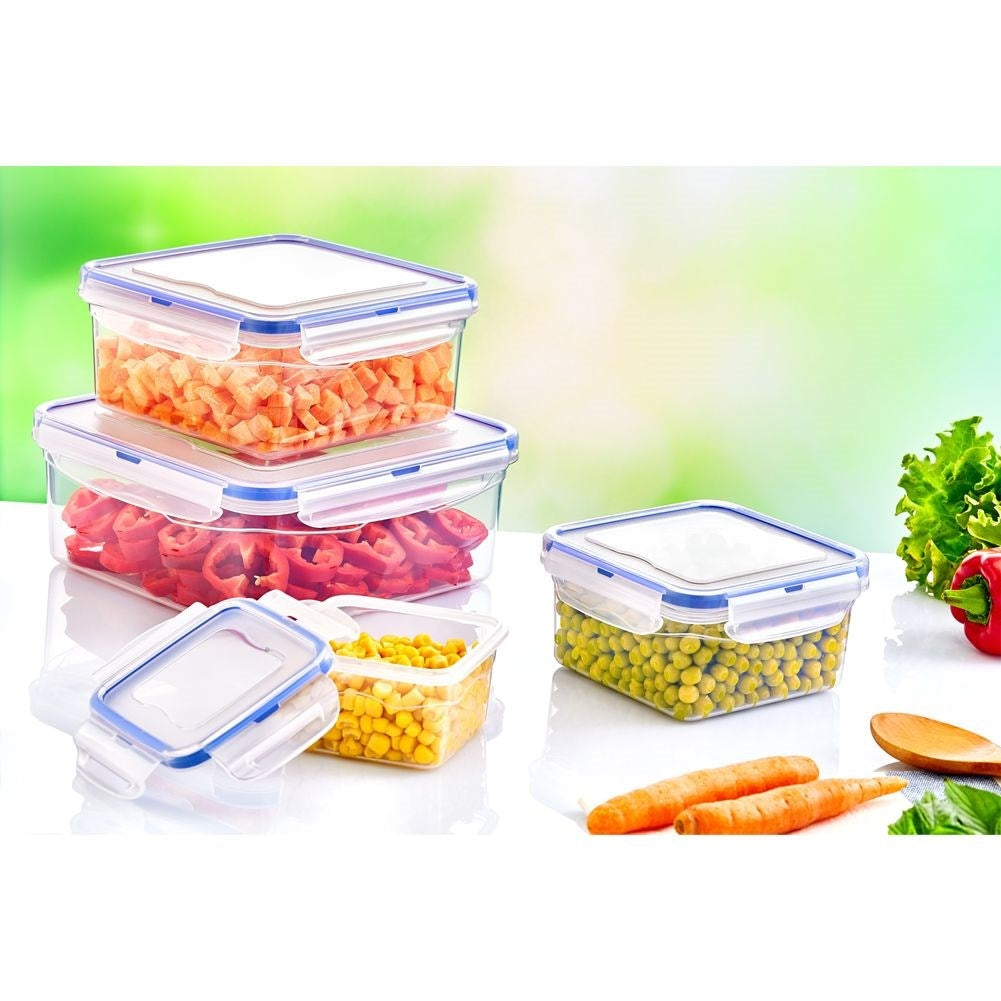 Lufttät plastbehållare med gummitätning och stapelbar design