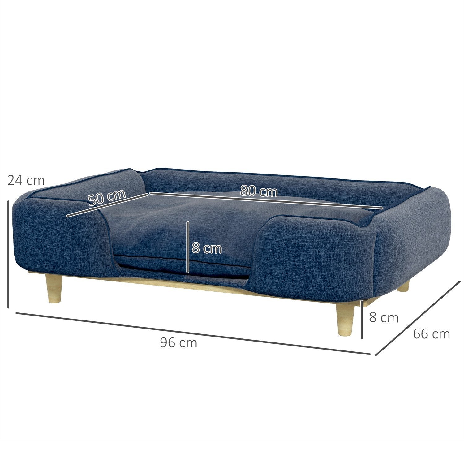 Hundeseng Hundepute Hundekurv Hundesofa Treben, Polyester, Mørkeblå, 96 X 66 X 24 Cm