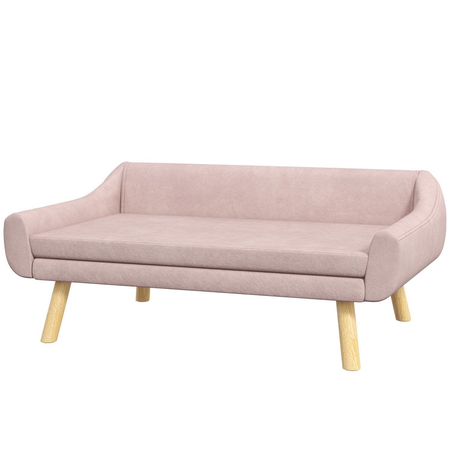 Hundesofa Elegant kattesofa med ryggstøtte, ideell for mellomstore/store hunder, fløyel, rosa, 102X58,5X42,5 cm