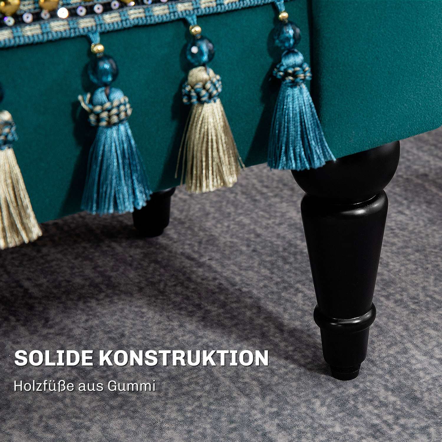 Lyxig sammetsbänk, Grå klädsel – Vardagsrum/sovrum