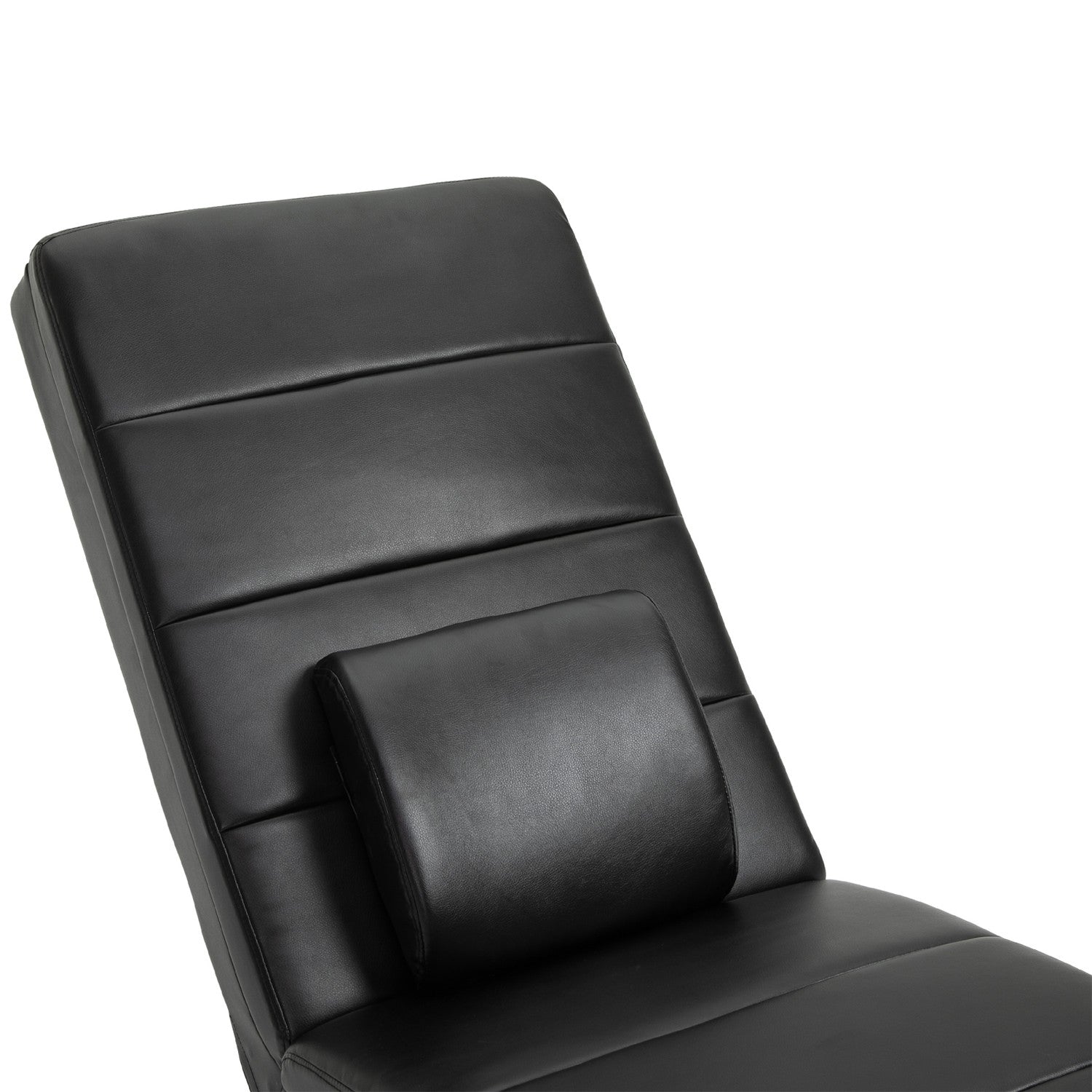 Massageloungestol, högt ryggstöd, konstläder, svart