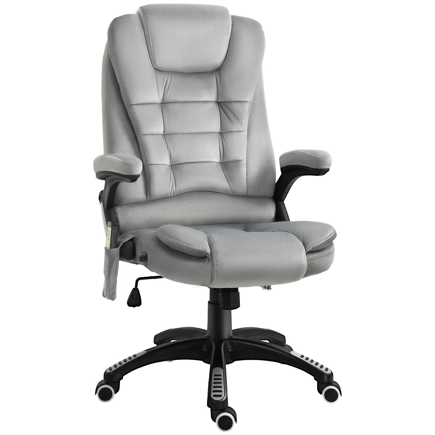 Massasjestol Kontorstol, Spillestol, Hevet og Senket Executive Chair, Ergonomisk, Pu-Wheels, Grå, 67X74X107-116 Cm