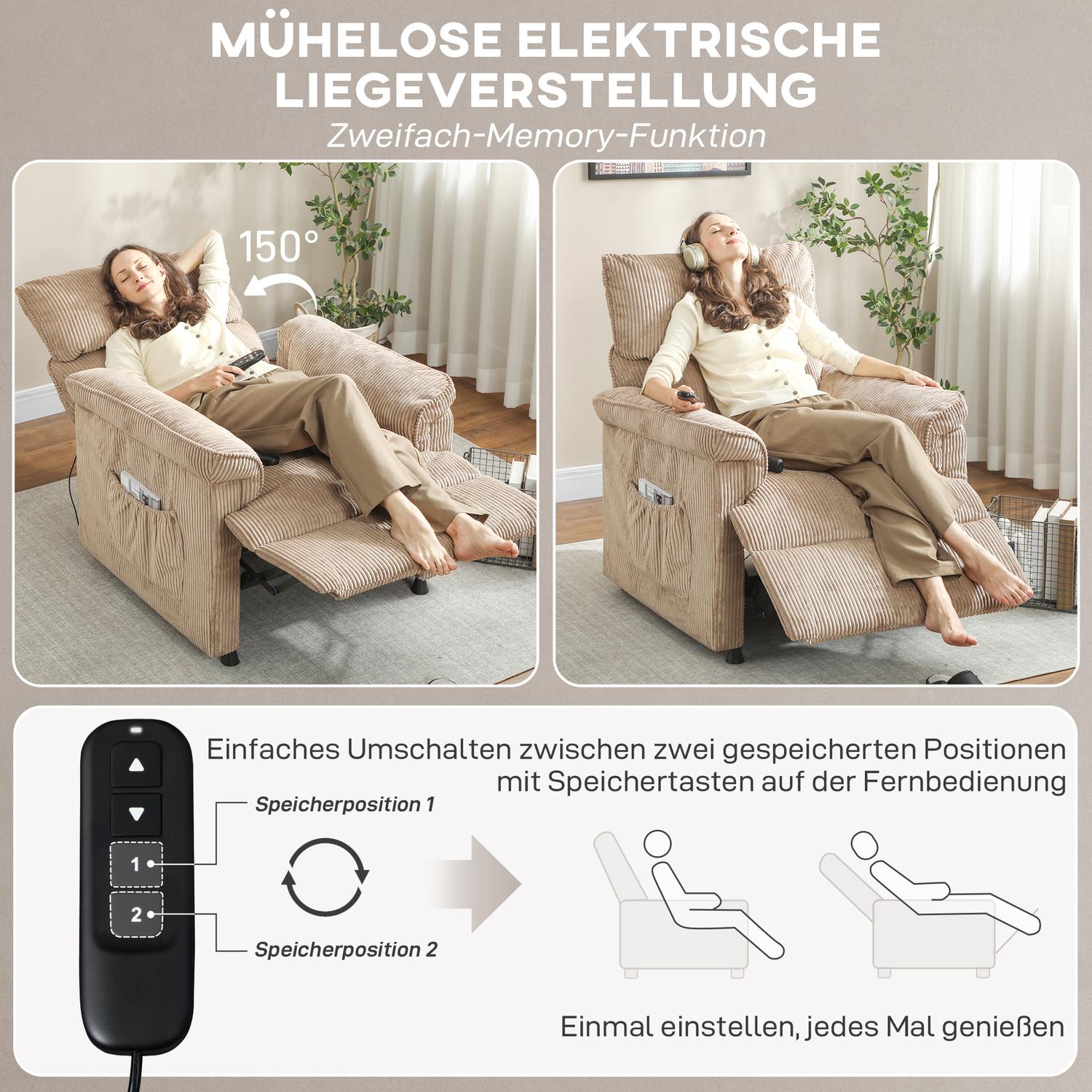 Massagestol med vibration, värme, tyst motor, brunt tyg