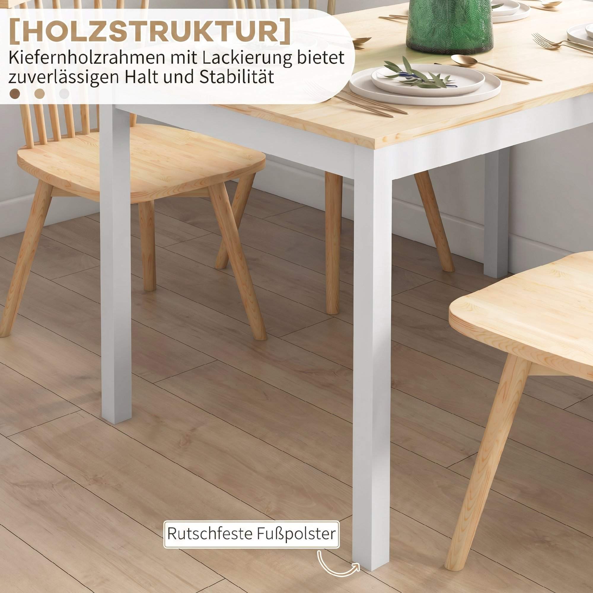 Matbord 120 x 75 cm, lantlig furu, plats för 4