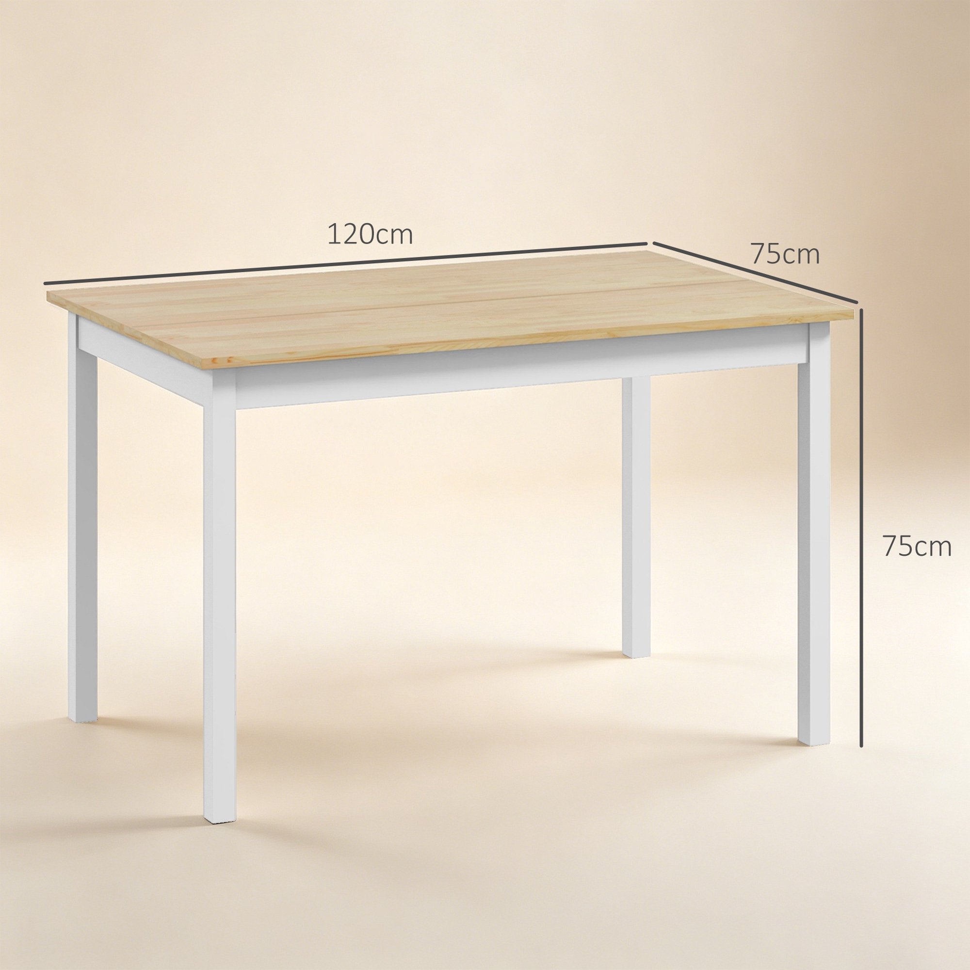 Matbord 120 x 75 cm, lantlig furu, plats för 4