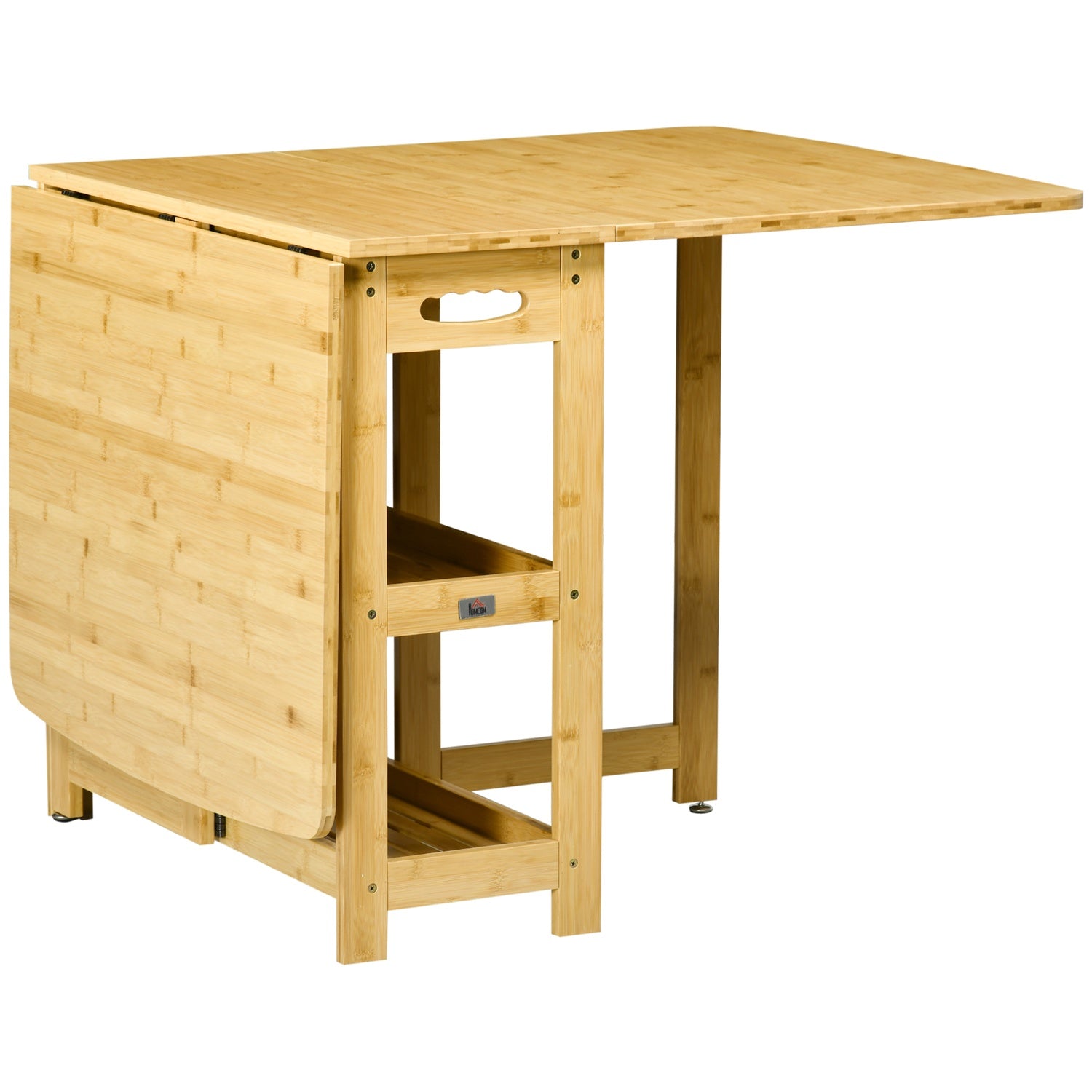 Fällbart matbord, bambu, förvaring och justerbara fötter