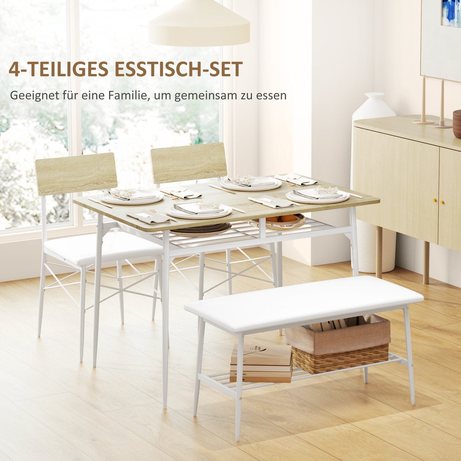 Matbordsset med bänk och stolar, ekfinish