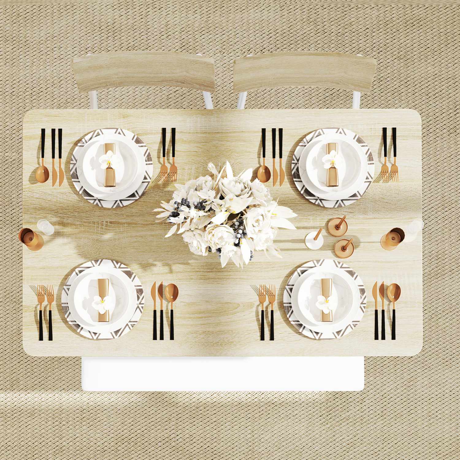 Matbordsset med bänk och stolar, ekfinish