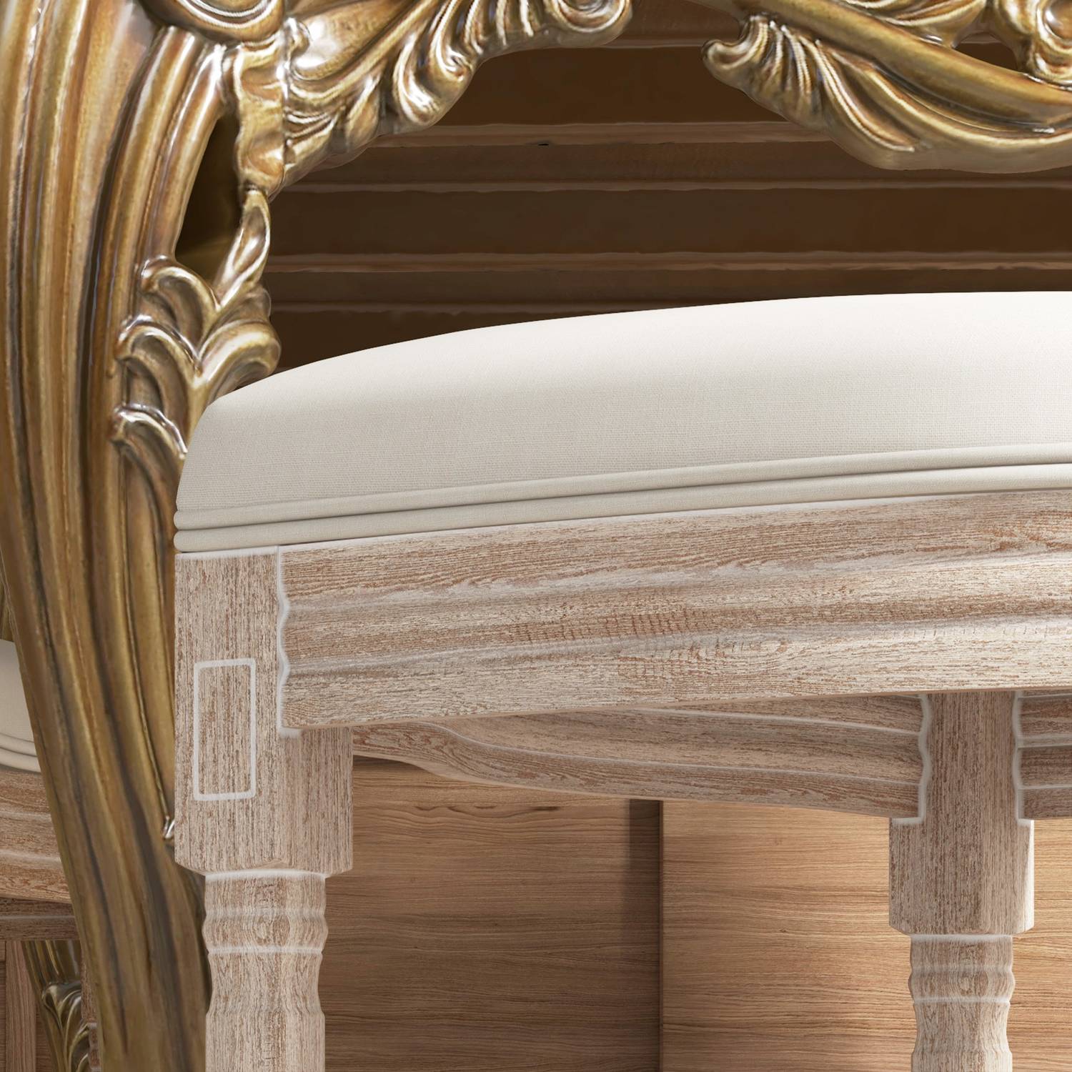 Matsalsstolar, set med 2, linne & rotting, gräddvit