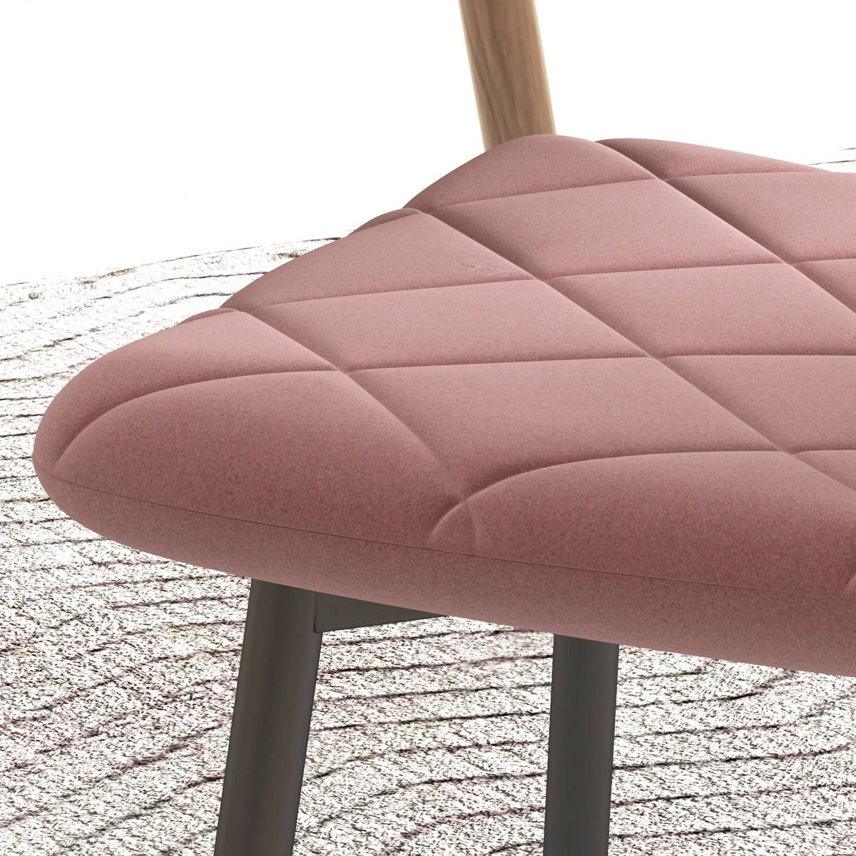 Spisestuestoler, sett med 4 kjøkkenstoler med ryggstøtte, fløyelslook, lenestol 45 x 54 x 87 cm rosa