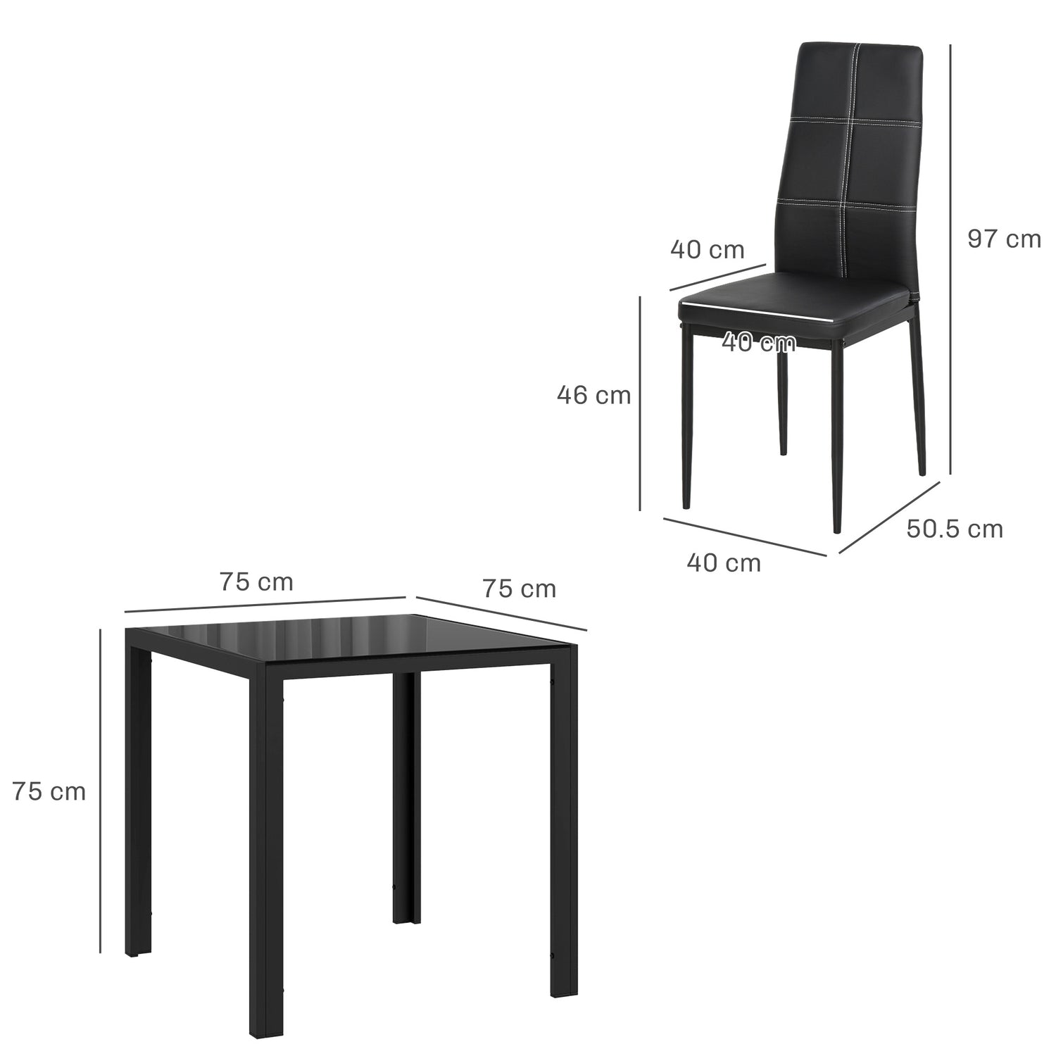 Matställ matbord med 4 stolar platsbesparande matsalsgrupp sittgrupp svart