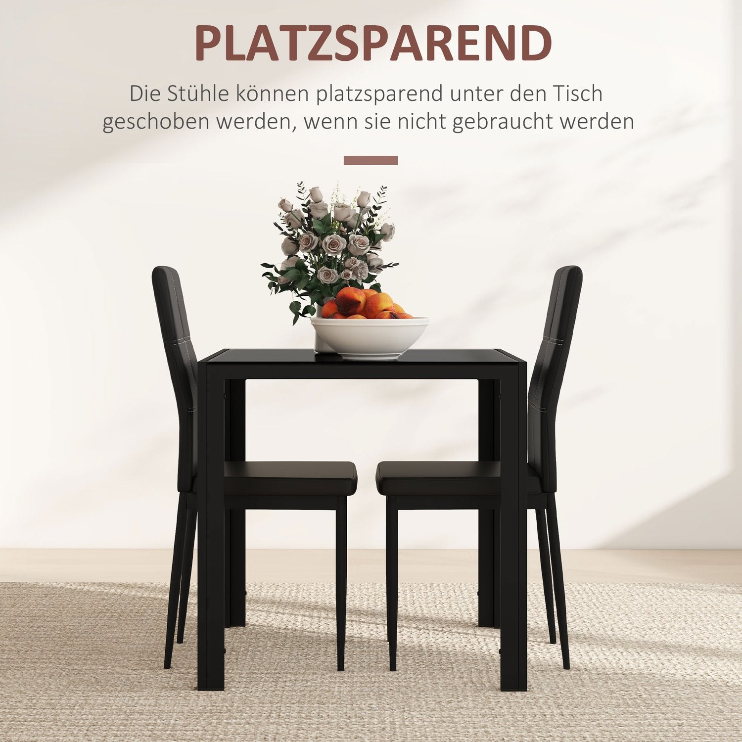Matställ matbord med 4 stolar platsbesparande matsalsgrupp sittgrupp svart