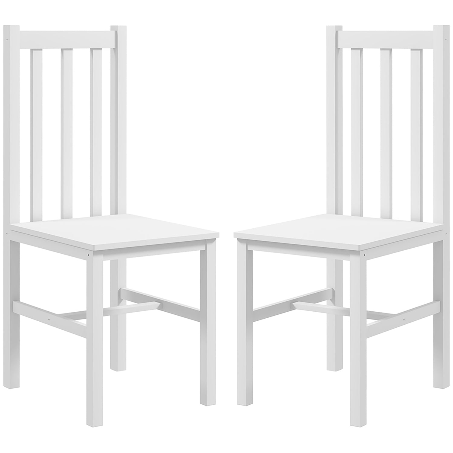 Matstolar i vit furu, set med 2 – 120 kg kapacitet
