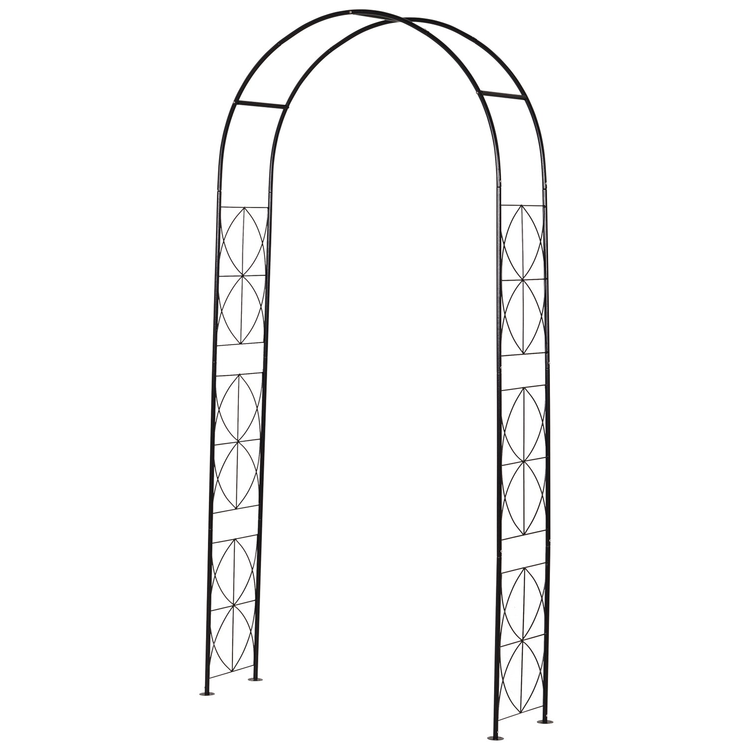 Metal Garden Arch Spaljé, Svart, 114x30x230 cm