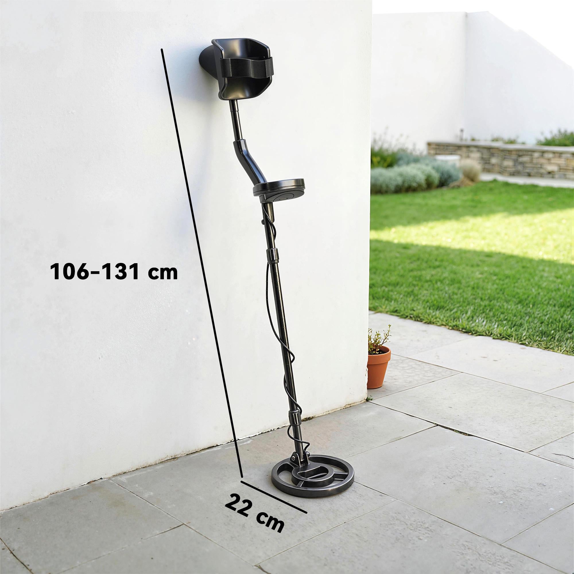Metalldetektorset med spade och hörlurar, 18 cm djup