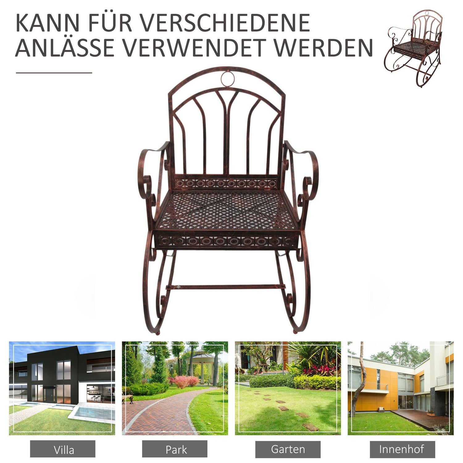 Metall gungstol – elegant bronsfinish