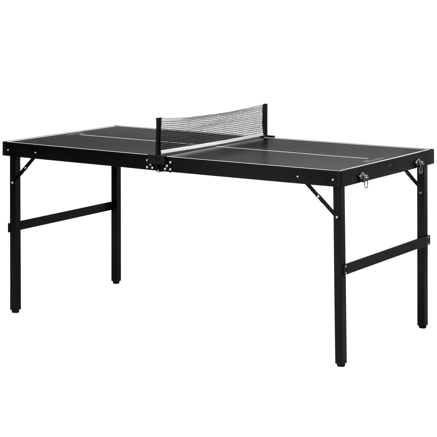 Vikbart minibordtennisset med nät – svart aluminium