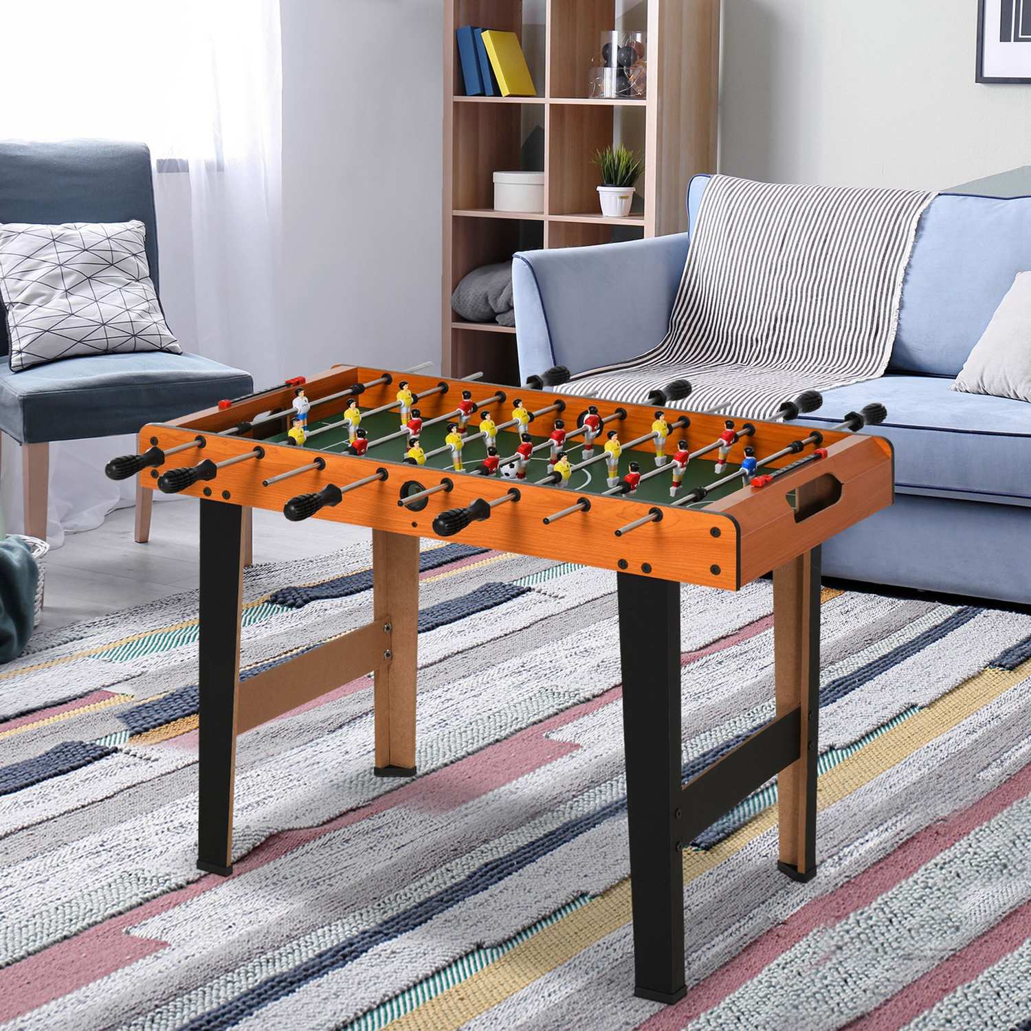 Minifotbollsbord med stänger i rostfritt stål, 84,5x40x61,2 cm, svart