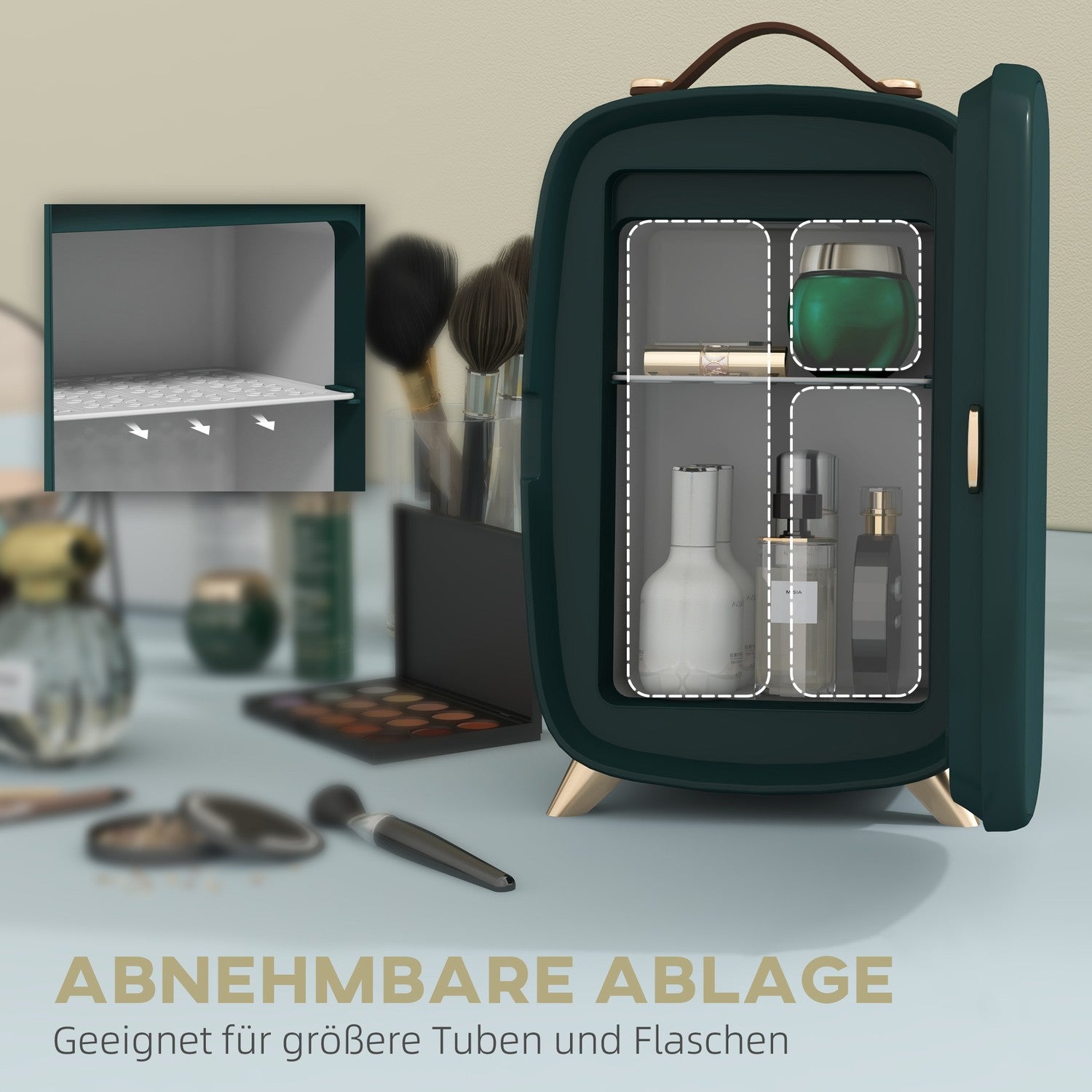 Minikylskåp 6L med hylla för kosmetika och drycker