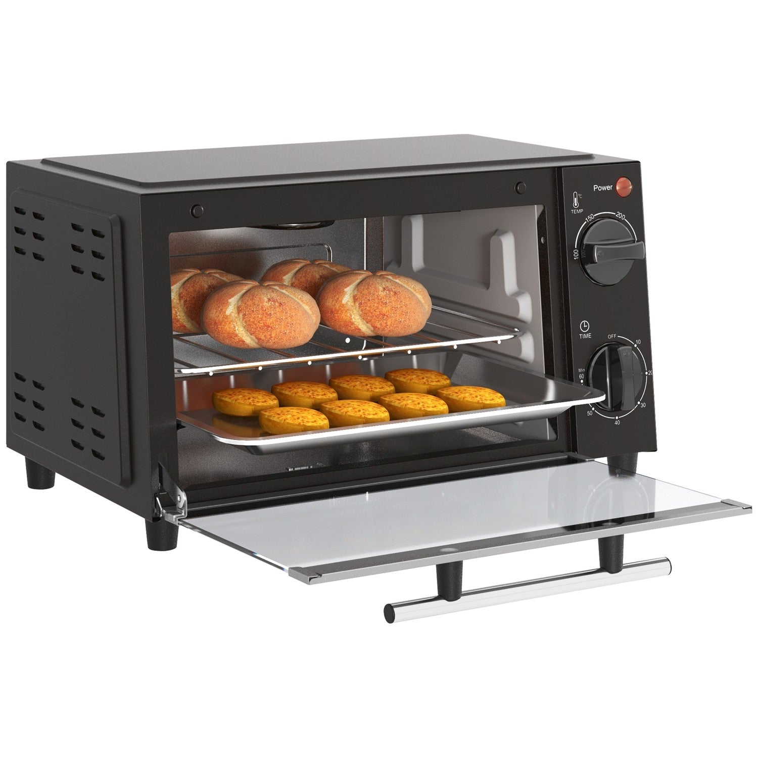 9L rostfri miniugn, 750W, justerbar timer