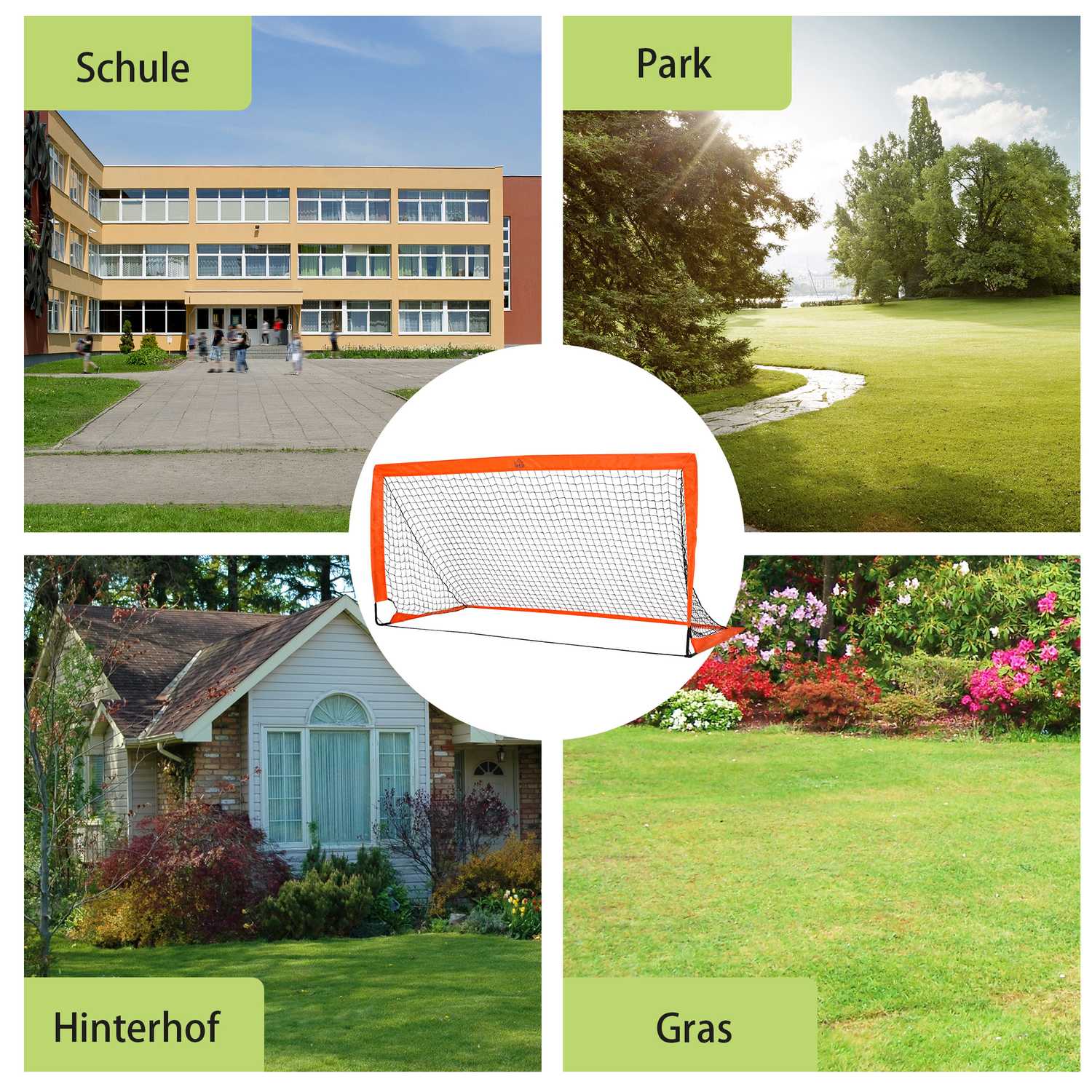 Minivikbara fotbollsmål, metall och Oxford-tyg, set om 2