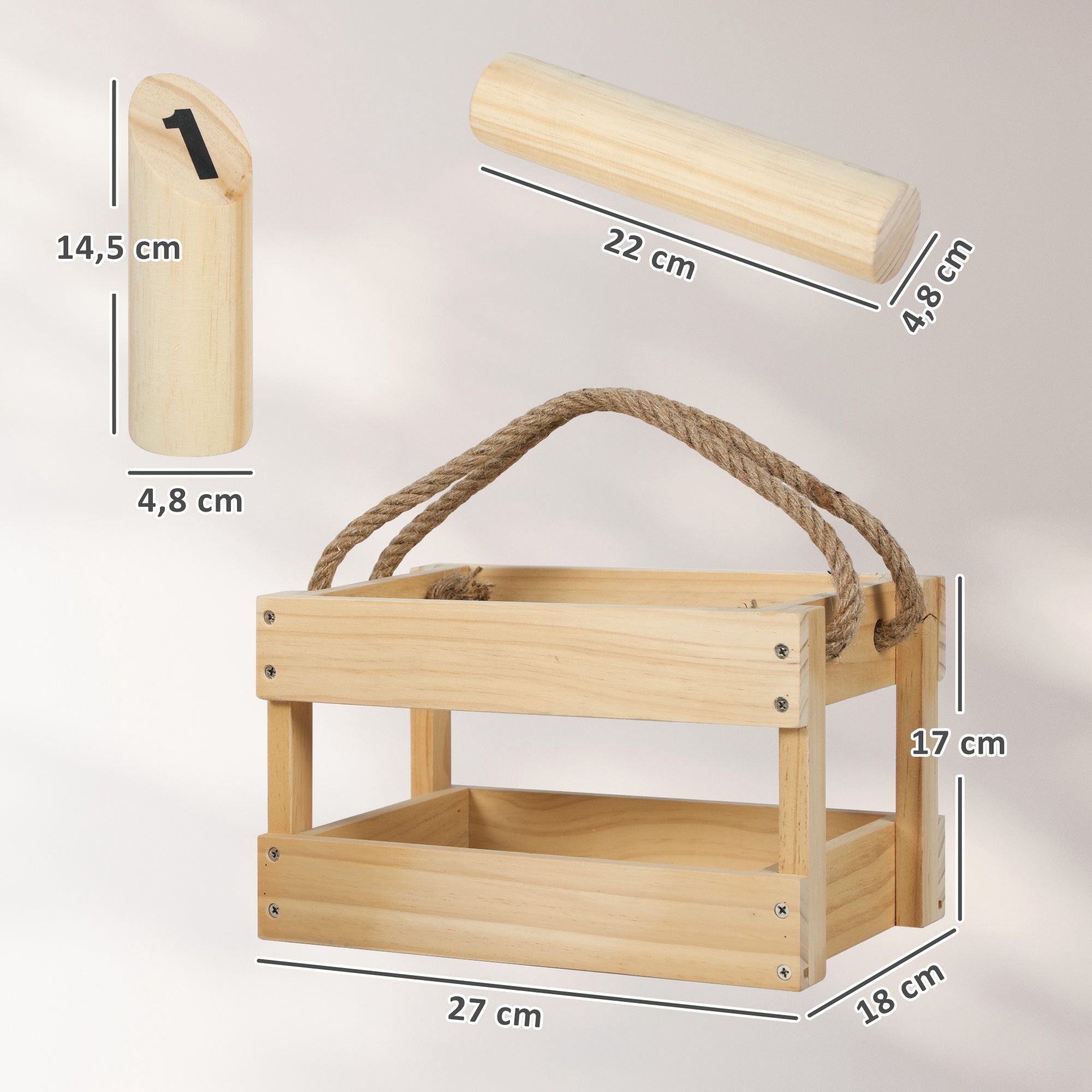 Mölkky-spelset i trä – 12 käglor, 1 kastklubba, låda