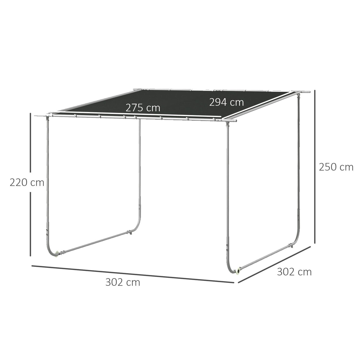 Pergola, Ca 3 X 3 M Paviljong, Terrassetak Med UV-beskyttelse, Sandsekk, Hagepaviljong, Patio Paviljong Med Hjul For Balkong, Oxford.