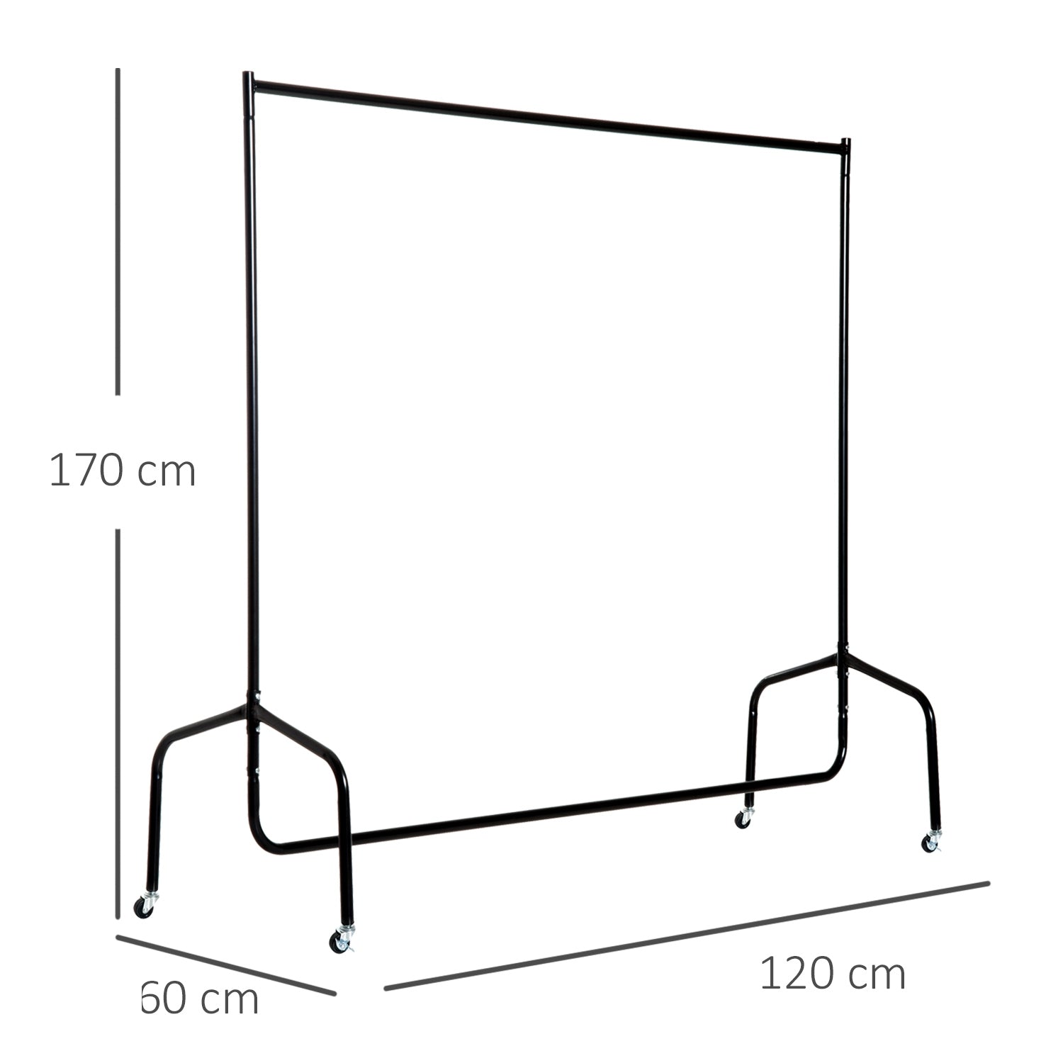 Mobilt klädställ med hjul – 120x60x170cm, platsbesparande