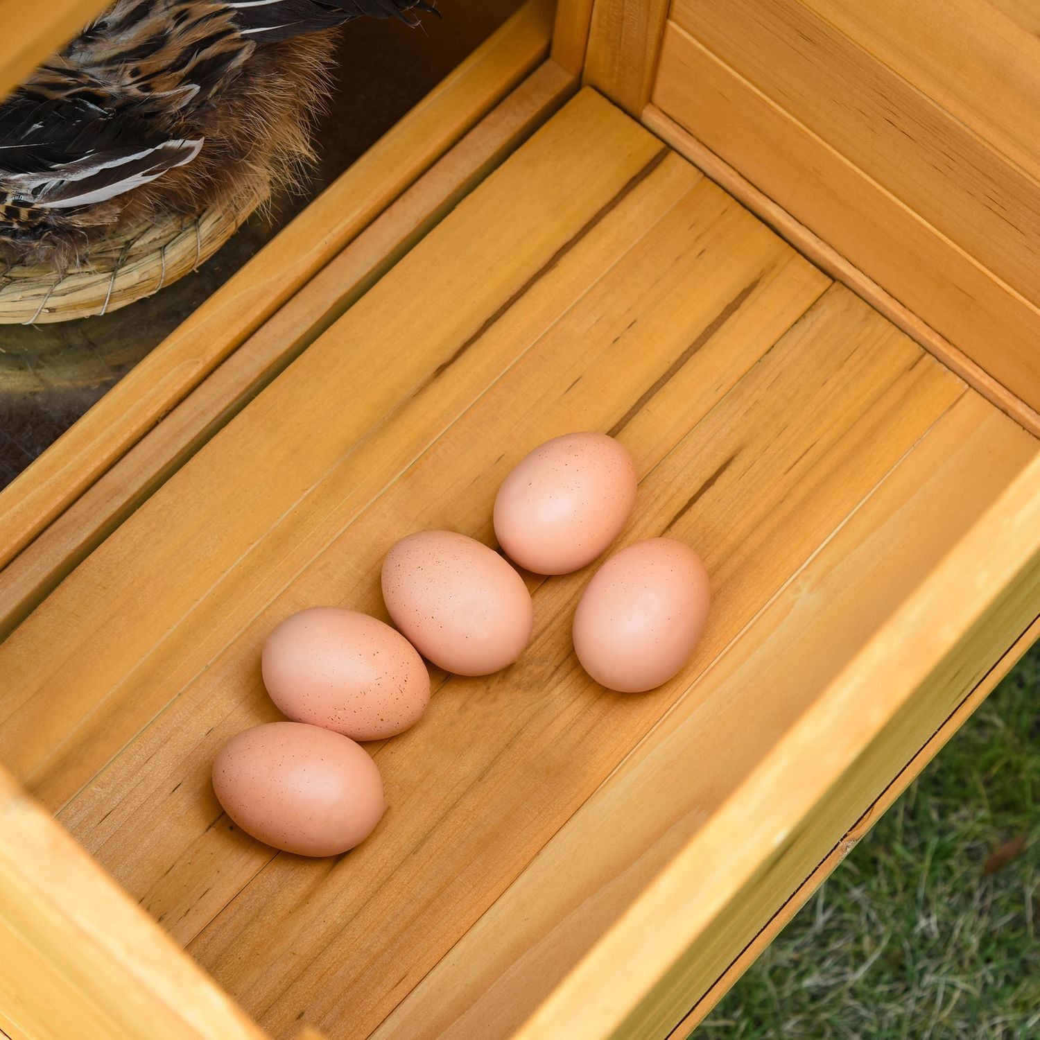 Bantam hønsehus Bantam House With Run Fjærfehus Med Bar Vindu Nest Box Gran Tre Gul + Grønn 168X75X103 Cm