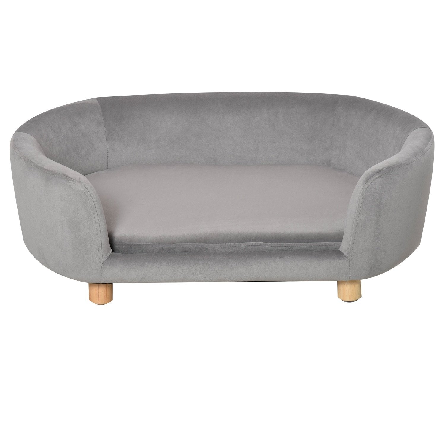 Kjæledyr Sofa Hundesofa Hundeseng med nederlandsk fløyelsskum Bjørkeben for katter Hunder 86 X 55 X 33 Cm Lys grå