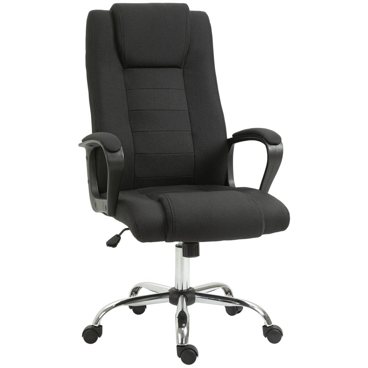 Kontorstol Datastol med vippefunksjon Nakkestøtte Ergonomisk dreibar Høydejusterbar Lin Touch Black 62 X 62 X 110-119 Cm