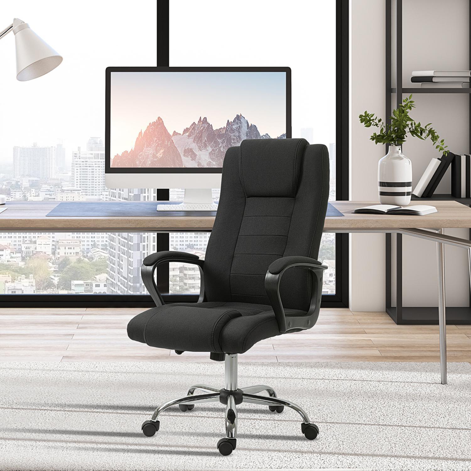 Kontorstol Datastol med vippefunksjon Nakkestøtte Ergonomisk dreibar Høydejusterbar Lin Touch Black 62 X 62 X 110-119 Cm