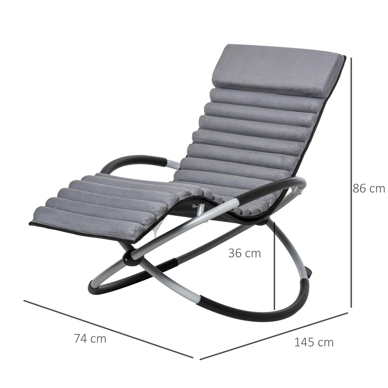 Gyngestol Ergonomisk 2 i 1 gyngestol Hagestol Gyngestol Metall Tekstlinje Sfærisk Mørkegrå 145 X 74 X 88 Cm