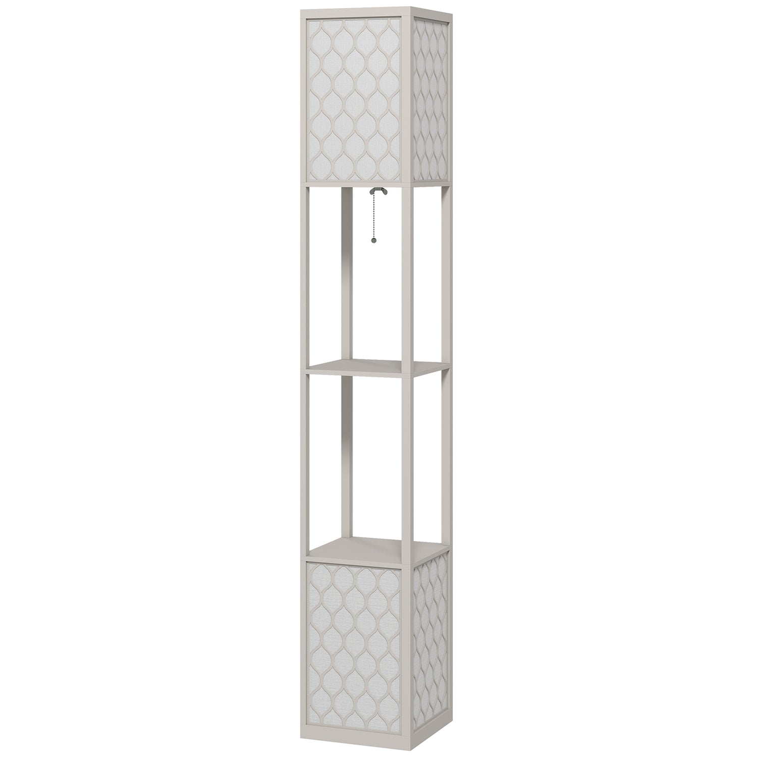 Modern golvlampa med hyllor, dragkedja, svart/vit
