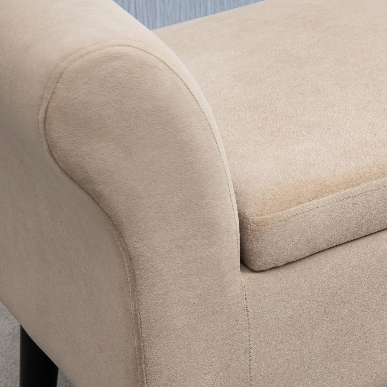 Modern stoppad bänk med förvaring, sammetslena tyg